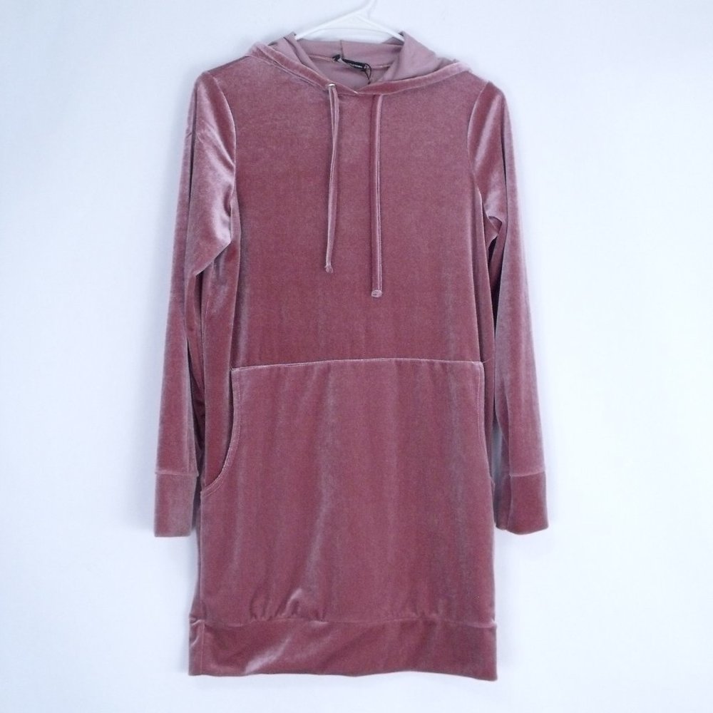 Pretty Little Thing Long Oversized Velour Hoodie 10